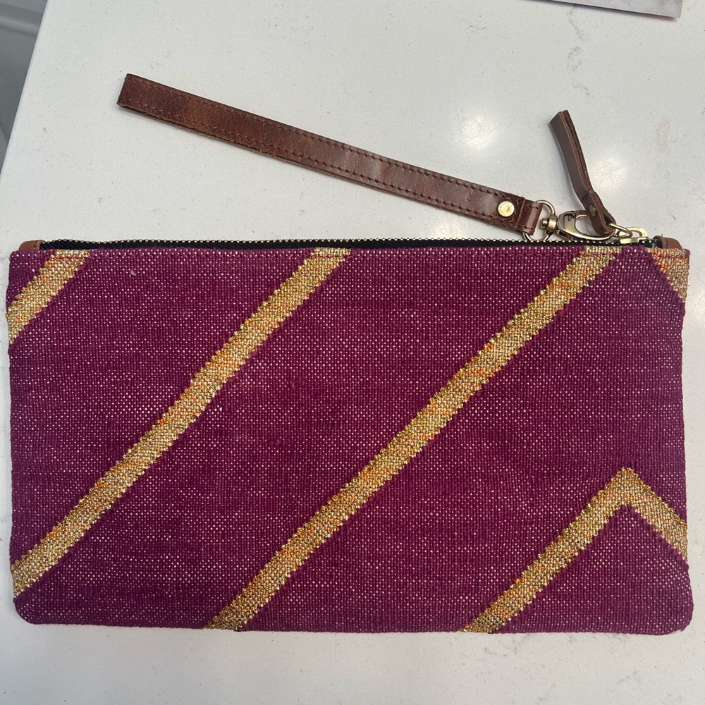 Boho purple and gold clutch or travel pouch - Picture 7 of 9